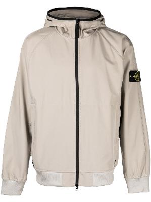 Stone Island - Dove Grey Compass Patch Zipped Hooded Jacket