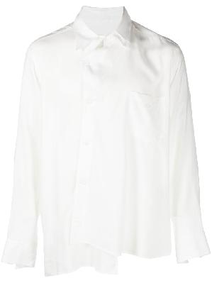 Sulvam - White Double Collar Asymmetric Shirt