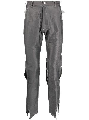 Sulvam - Grey Slit Slim Trousers