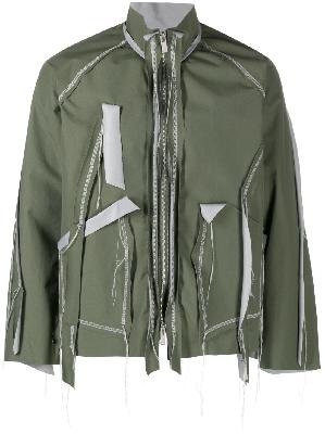 Sulvam - Green Cutting Zip Up Jacket