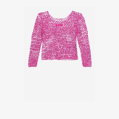 The Elder Statesman - Pink Open Knit Cotton Sweater