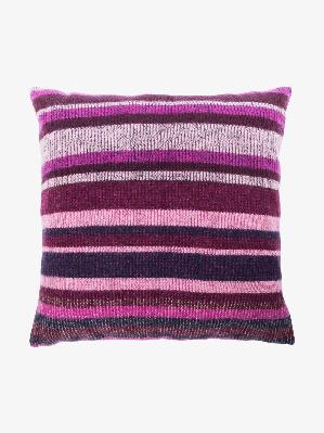 The Elder Statesman - Purple Striped Cashmere Cushion