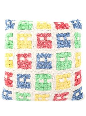 The Elder Statesman - Neutral Basket Crochet Cashmere Pillow