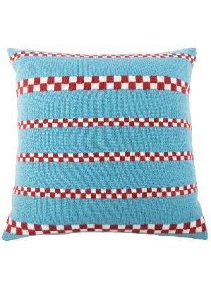 The Elder Statesman - Blue Speed Check Cashmere Pillow