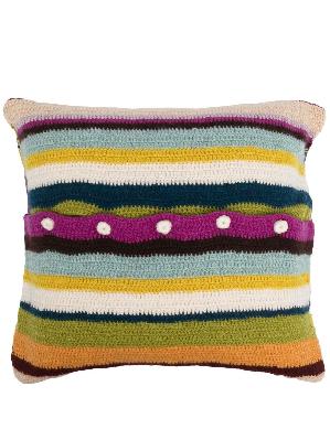 The Elder Statesman - Green Busy Stripe Cashmere Pillow