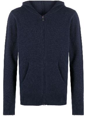 The Elder Statesman - Blue Knitted Cashmere Hoodie
