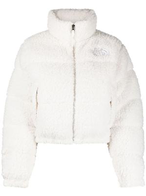 The North Face - White Nuptse Fleece Cropped Padded Jacket
