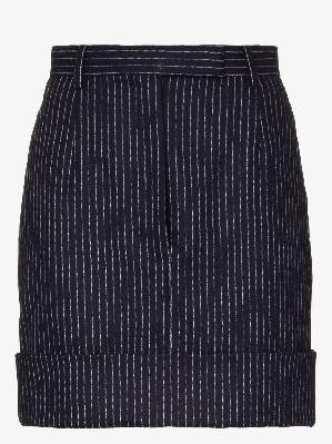 Thom Browne - Blue Pinstriped Wool Mini Skirt