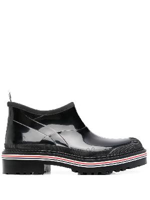 Thom Browne - Black Stripe Trim Patent Ankle Boots