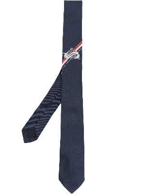 Thom Browne - Blue Embroidered Anchor Silk Tie