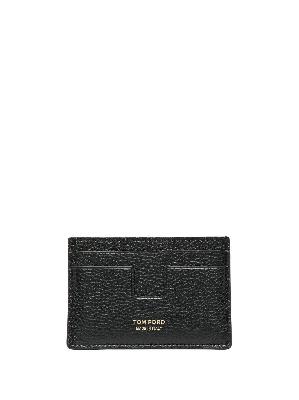 TOM FORD - Black And Red Pebbled Leather Card Holder
