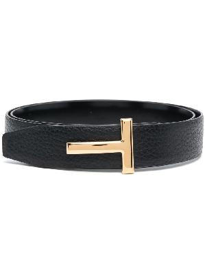 TOM FORD - Black Logo Buckle Leather Belt