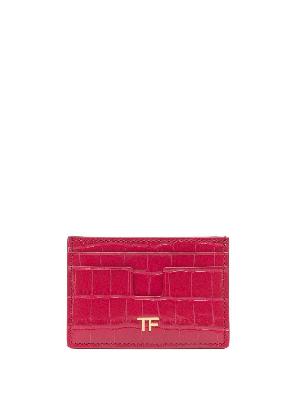 TOM FORD - Red Crocodile Effect Leather Cardholder