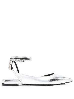 TOM FORD - Silver Padlock Leather Ballet Pumps