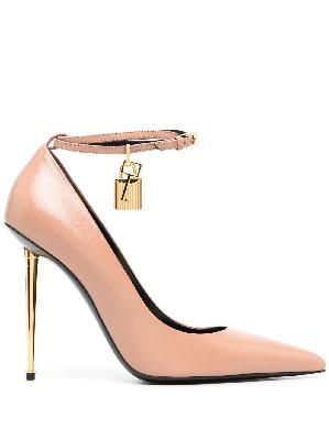 TOM FORD - Neutral Padlock 110 Leather Pumps