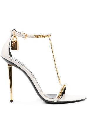 TOM FORD - White Padlock 105 Chain-Link Leather Sandals