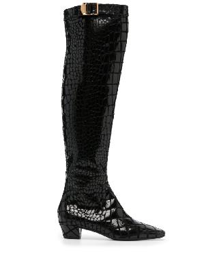 TOM FORD - Black Crocodile Effect Leather Boots