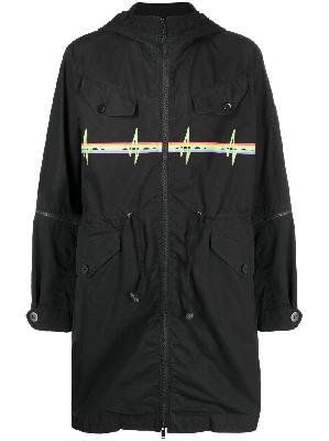 Undercover - Black Graphic-Print Hooded Parka