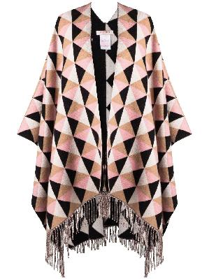 Valentino - Pink Archive Pattern Wool Poncho