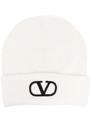Valentino - Neutral VLogo Virgin Wool Beanie Hat