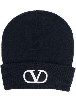 Valentino - Blue VLogo Knitted Beanie Hat