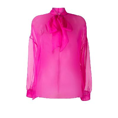 Valentino - Pink Necktie Semi-Sheer Silk Blouse