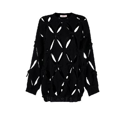 Valentino - Black Cut-Out Virgin Wool Sweater