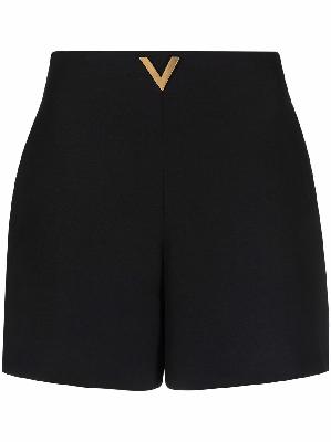 Valentino - Black High-Waisted Logo Shorts