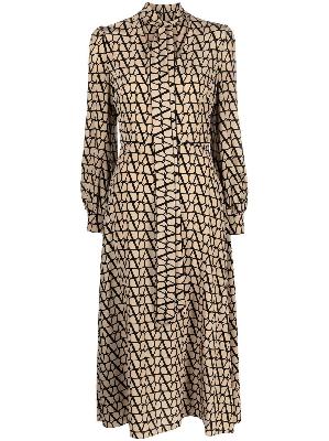 Valentino - Neutral Scarf Detail VLogo Print Dress