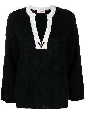 Valentino - Black VGold Detail Cashmere Sweater
