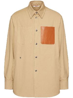 Valentino - Neutral VLogo Leather-Patch Shirt