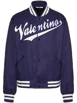 Valentino - Blue Logo Embroidered Bomber Jacket