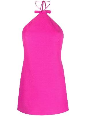 Valentino - Pink Bow-Detail Halterneck Mini Dress
