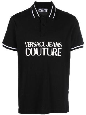 Versace Jeans Couture - Black Logo-Print Polo Shirt