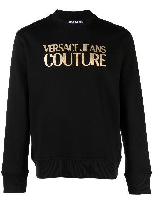 Versace Jeans Couture - Black Logo-Print Long-Sleeve Sweatshirt