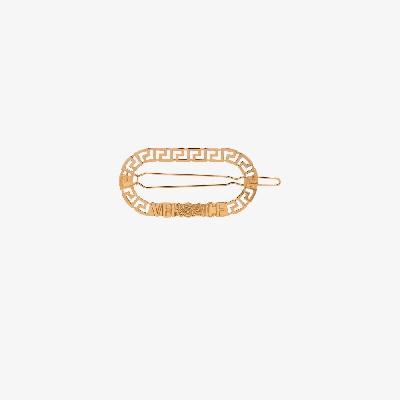 Versace - Gold Tone Monogram Oval Hair Clip