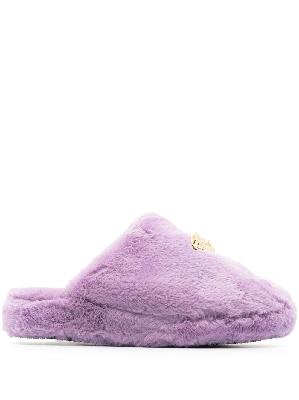 Versace - Purple La Medusa Faux Fur Slippers