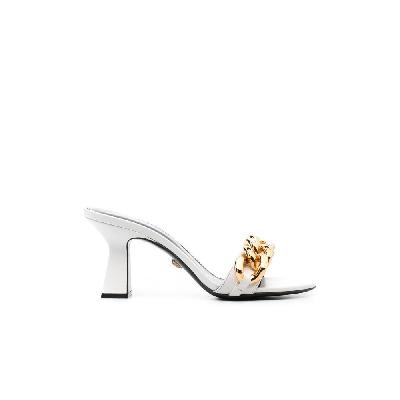 Versace - White Medusa Chain Leather Mules