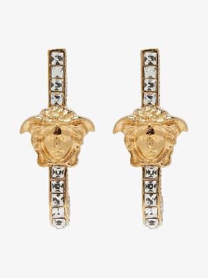 Versace - Gold Tone Medusa Crystal Embellished Earrings