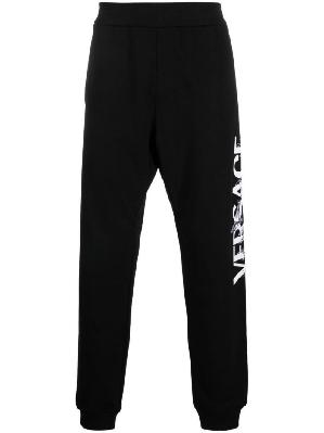Versace - Black Logo Print Cotton Track Pants