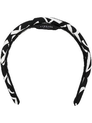 Versace - Black Logo Print Silk Headband