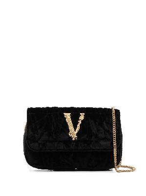 Versace - Black Virtus Velvet Shoulder Bag