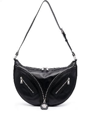Versace - Black Medusa Zip Leather Shoulder Bag