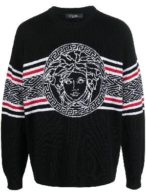 Versace - Black Medusa Head Intarsia Wool Sweater