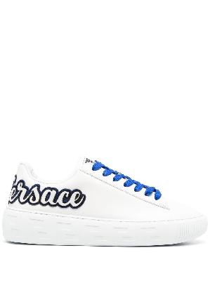 Versace - White Logo Appliqué Leather Sneakers