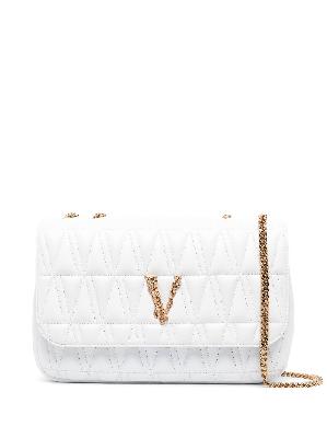 Versace - White Virtus Quilted Leather Shoulder Bag
