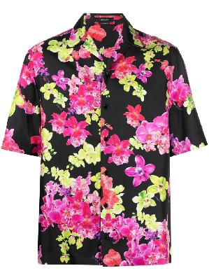Versace - Black Floral Print Silk Shirt