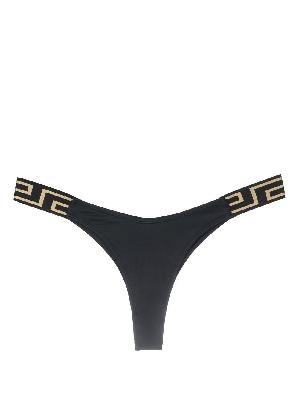 Versace - Black La Greca Thong Bikini Bottoms