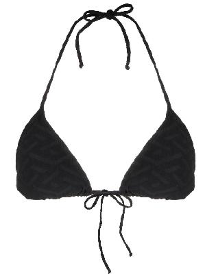 Versace - Black Debossed Monogram Bikini Top