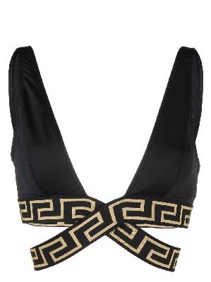 Versace - Black Greca Crossover Bikini Top